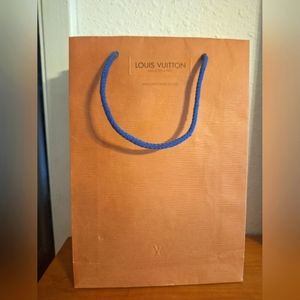 Louis Vuitton Brown Shopping Bag with Blue Handles